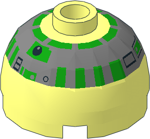Cylinder 2 x 2 with Dome Top with SW BrGreen/Silver R5 Pattern Cylinder 2 x 2 with Dome Top with SW BrGreen/Silver R5 Pattern