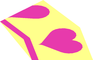 ~Tile  2 x  2 Round with Dish with Dark Pink Hearts Pattern - Border Segment