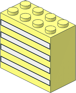 Brick  2 x  4 x  3 with 4 White Stripes Pattern