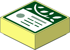 Tile  1 x  1 with Dark Green Sign with White Leaves Pattern