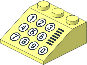 Slope Brick 33  3 x  3 with Black Grille and 10 Numbered White Buttons Pattern