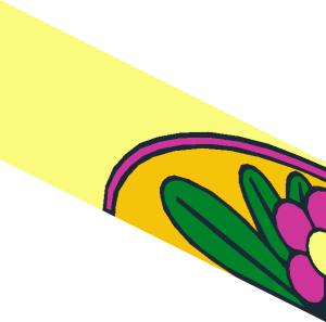 ~Brick  1 x  6 with Dark Pink Flower and Green Leaves on Yellow Arch Pattern - Half