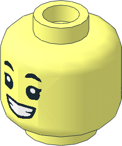 Minifig Head with Eyelashes, Eyebrows and Smile with Teeth / Surprised 2-Sided Pattern