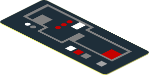 Sticker  0.7 x  1.7 with Buttons and Circuitry on Black Background