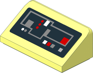 Slope Brick 31  1 x  2 x  0.667 with Buttons and Circuitry on Black Background Sticker