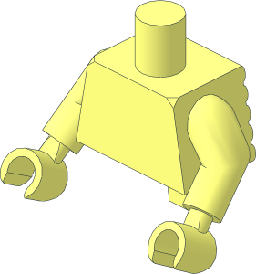 Minifig Torso Short with Ridged Extended Back with Arms and Hands