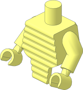 Minifig Torso Short with Ridged Extended Front with Arms and Hands