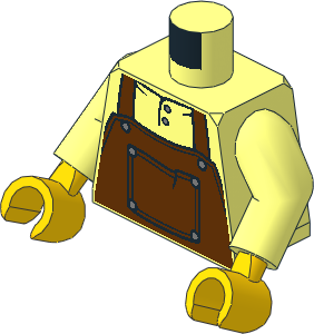 Minifig Torso with Arms and Hands with Reddish Brown Apron with Chest Pocket Pattern