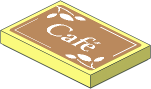 Tile  2 x  3 with Sign with Leaves and "Café" Sticker