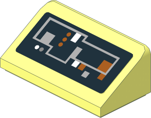 Slope Brick 31  1 x  2 x  0.667 with Buttons and Circuitry on Black Background Sticker