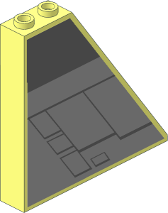 Slope Brick 55  1 x  6 x  5 with Bottom Stud Holders with Dark Bluish Grey Wide Stripe and Diagonal Panels Sticker Left