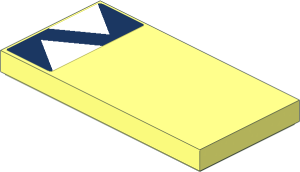 Tile  2 x  4 with Two White Triangles on Dark Blue Sticker