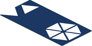 Sticker  1.8 x  3.8 with Two White Triangles and Hexagon Pattern on Dark Blue Background