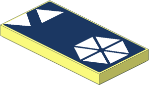 Tile  2 x  4 with Two White Triangles and Hexagon Pattern on Dark Blue Background Sticker