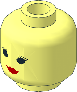Minifig Head Female with Red Lips, Closed Mouth and Thin Eyelashes Pattern