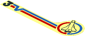 Sticker  2.0 x  6.3 with Launch Command Logo, Blue V and Red Lines and Number "3" Left Side