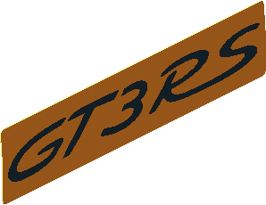 Sticker  0.8 x  3.5 with Black Porsche "GT3 RS" Logo on Orange Background (Formed)