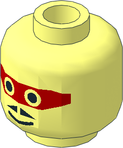 Minifig Head with Red Mask and Moustache Pattern