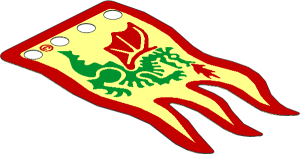 Cloth Flag 8 x 5 Wavy with 3 Points with Green Dragon on Both Sides Pattern