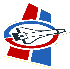 Sticker  3.9 x  4.8 with Launch Command Logo, Blue and Red Lines Right Side