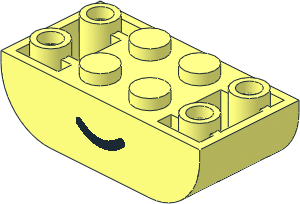 Brick  2 x  4 with Rounded Bottom with Black Smile Pattern