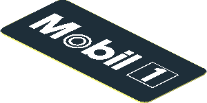 Sticker  0.8 x  1.8 with White "Mobil 1" Logo on Black Background