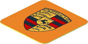 Sticker  0.8 x  0.8 with Porsche Logo Badge on Orange Background