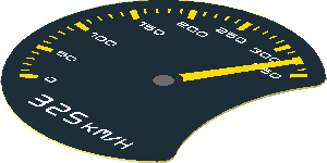 Sticker  1.8 x  1.8 Round with Cutout with Porsche Speedometer on Black Background