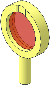 Minifig Tool Magnifying Glass with Thick Frame, Hollow Handle and TransRed Lens