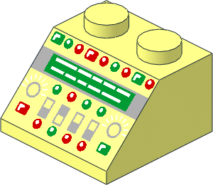 Slope Brick 45 2 x 2 with Control Panel with Red and Green Lamps Pattern Slope Brick 45 2 x 2 with Control Panel with Red and Green Lamps Pattern