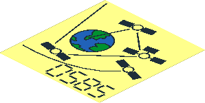 Sticker  3.4 x  3.6 with Black "0585" Planet Earth and Satellites