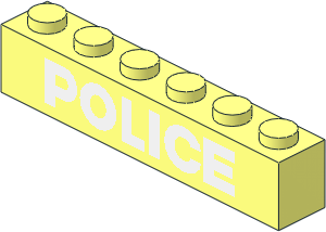 Brick  1 x  6 without Centre Studs with White "POLICE" Pattern