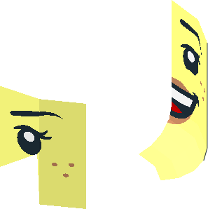 ~Minifig Head Black Eyebrows and Eyelashes, Nougat Lips and Freckles, Open Mouth Smile 2-Sided Half Pattern