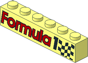 Brick  1 x  6 with "Formula 1" and Checkered Flag Pattern