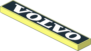 Tile  1 x  6 with White "VOLVO" on Black Background Sticker