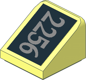 Slope Brick 31 1 x 1 x 0.667 with Metallic Silver "2256" on Black Background Right Sticker Slope Brick 31 1 x 1 x 0.667 with Metallic Silver "2256" on Black Background Right Sticker