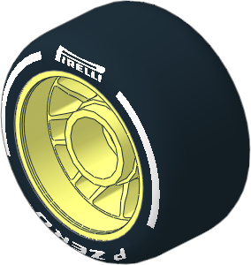 Wheel 13.4 x 24 with Rubber Black Integral Smooth Racing Tyre with White "PIRELLI P ZERO" Pattern