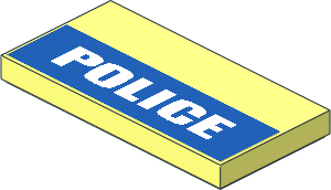 Tile  2 x  4 with White "POLICE" on Blue Background Half Height Sticker