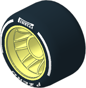 Wheel 14.9 x 24 with Rubber Black Integral Smooth Racing Tyre with White "PIRELLI P ZERO" Pattern