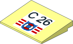 Slope Brick 10  6 x  8 with Black "C 26" and Coast Guard (1995) Logo