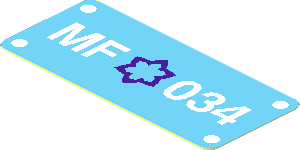 Sticker  0.8 x  1.8 with Medium Lilac Star / Flower and "MF 034"