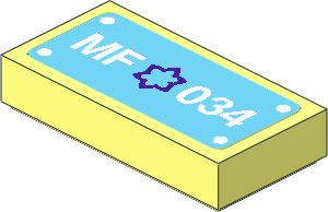Tile  1 x  2 with Medium Lilac Star / Flower and "MF 034" Sticker