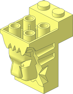 Brick  3 x  2 x  3 with Lion Head Carving and Cutout with Solid Studs