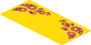 Sticker  1.8 x  3.8 with Magenta Paisley Shooting Stars on Yellow Background