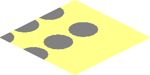 ~Tile  1 x  1 with 15 Metallic Silver Dots Pattern - Patterned Face Quarter