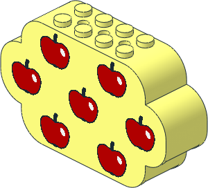 Brick  2 x  8 x  4 with Curved Ends with 7 Red Apples Pattern
