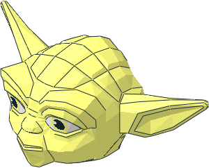 ~Minifig Head Yoda with Straight Ears with Eyes and Hair Pattern - No Hair