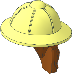 Minifig Pith Helmet and Dark Orange Hair in Ponytail Pattern