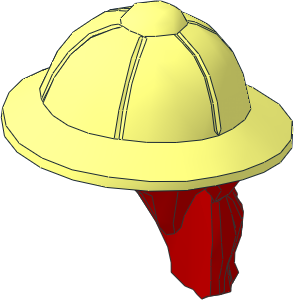 Minifig Pith Helmet and Red Hair in Ponytail Pattern