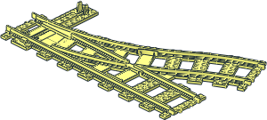 Train Track 6 Studs Wide Switch Point Right with Underside Cover Plate